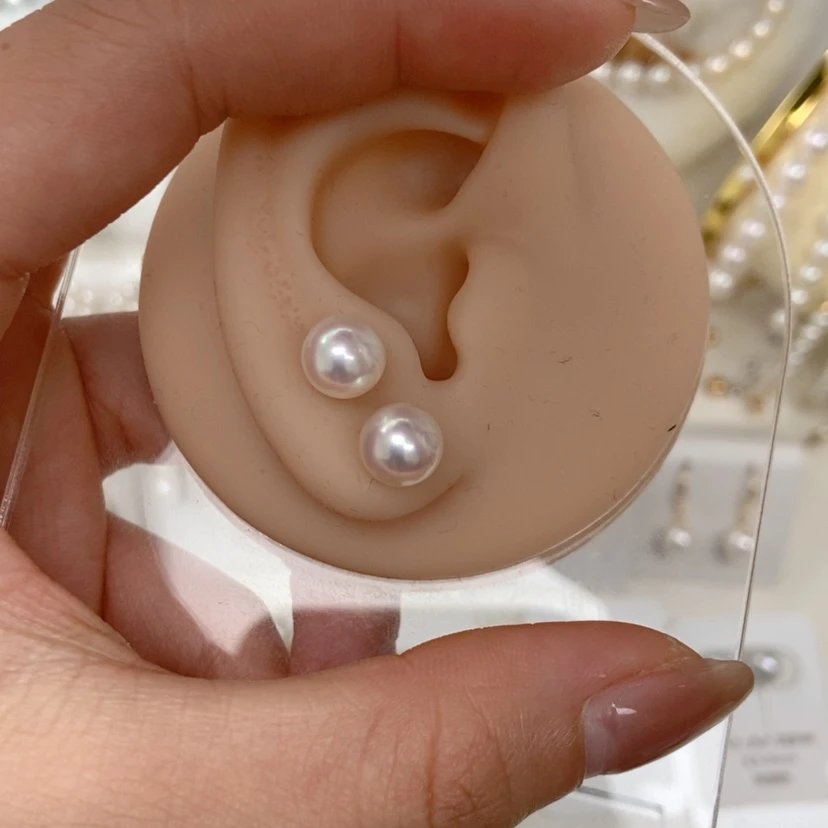 【闪购商品】海水珍珠耳钉18K金镶嵌7.5-8天女福利