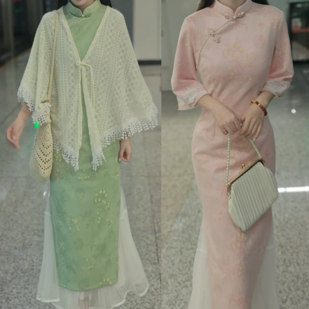 俏娘鱼粉色旗袍新中式倒大袖麂皮绒女2025日常年轻款改良秋季新款