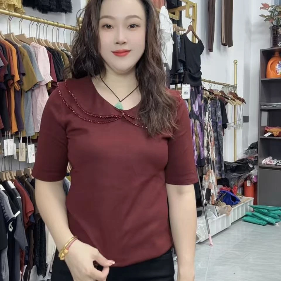方领多色修身杂志风T恤抗起球纯色轻熟风吸汗8207
