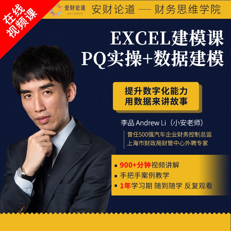 小安老师:Excel建模课 PQ建模+数据实操 安财论道