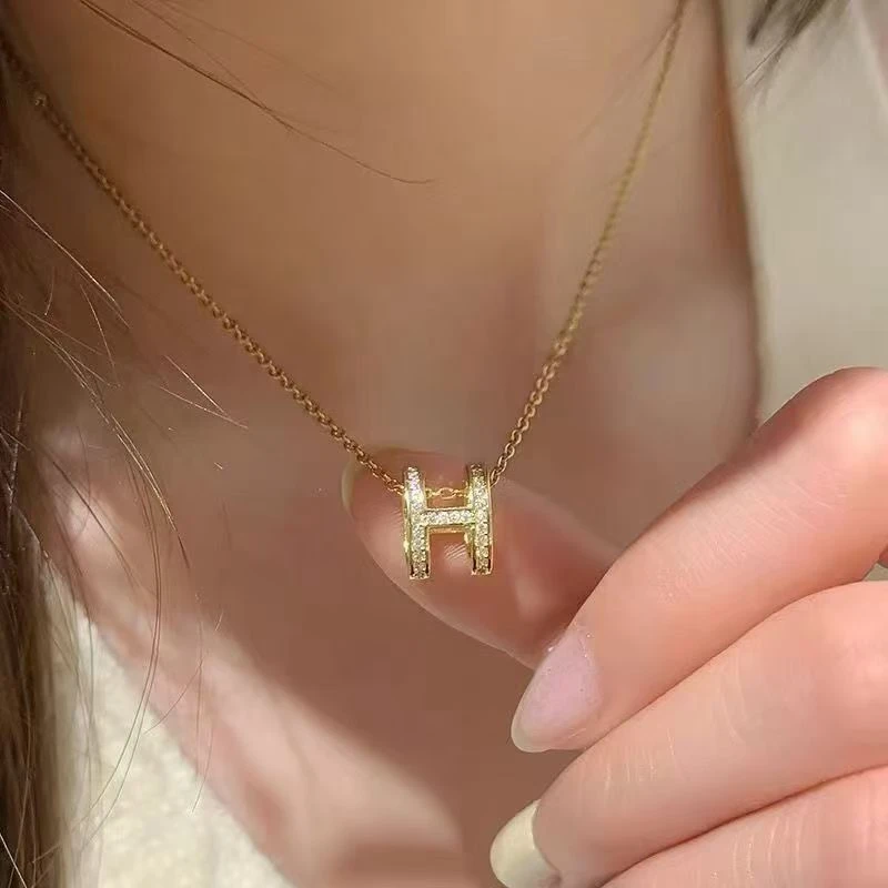 合金项链 合金项链【fufu专属】微镶字母H轻奢冷淡风网红ins锁骨链