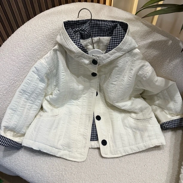 女童棉服儿童棉袄2025新款夹棉连帽时髦上衣女孩洋气休闲外出外套