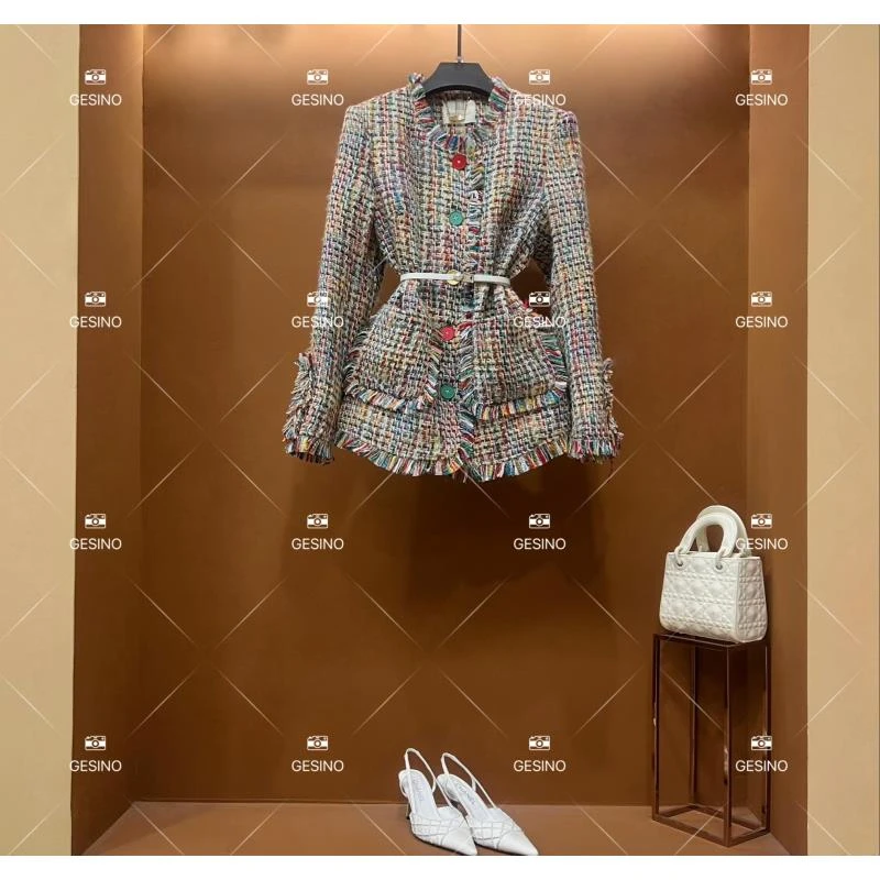 【闵闵】秋冬气质小香风时尚设计师中长款外套 QD-2025310