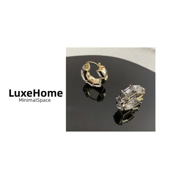 非金属亚克力耳饰 灰色方块耳扣 H2610