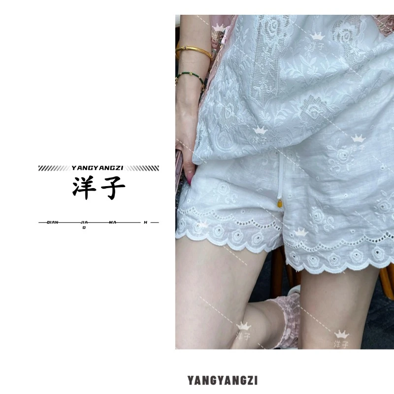 【洋子服饰】新中式国潮中国风网红时尚气质显瘦绣花百搭短裤JM3096