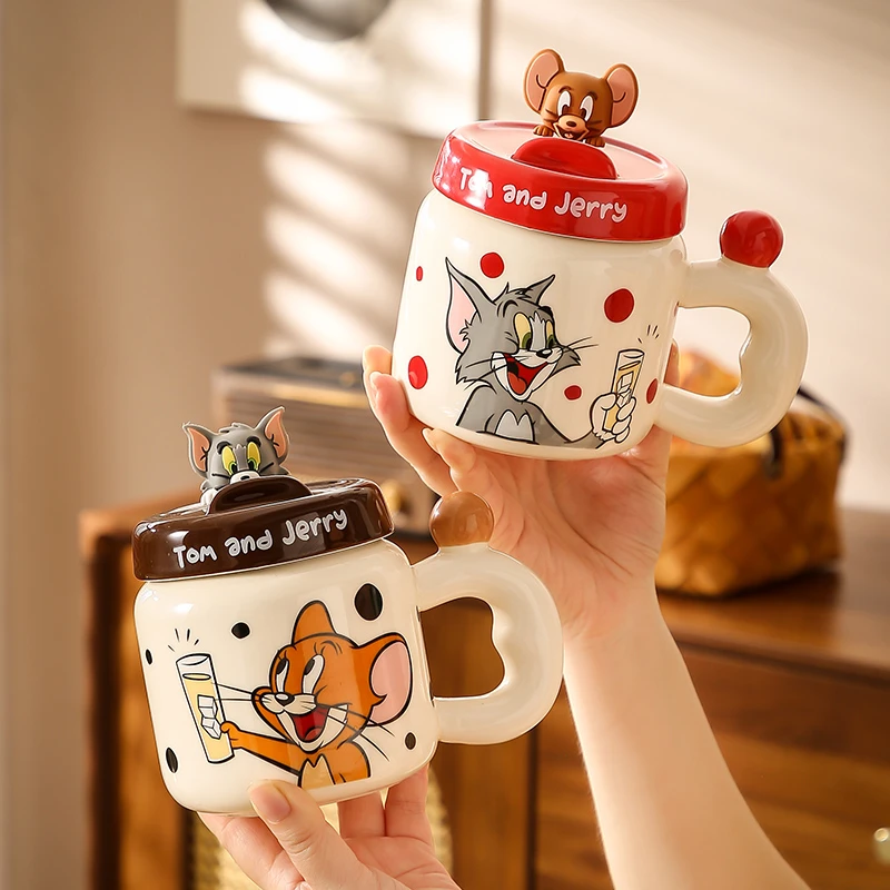 猫和老鼠手机支架杯可爱陶瓷马克杯高颜值生日礼物杯子家用咖啡杯
