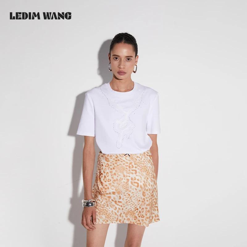 LEDIM WANG盘线绣花修身T恤