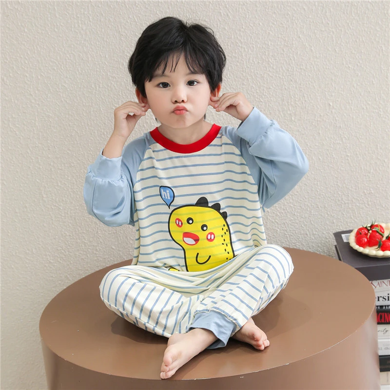 男童连体睡衣春秋莫代尔长袖薄款婴儿宝宝夏季空调服儿童卡通睡袋