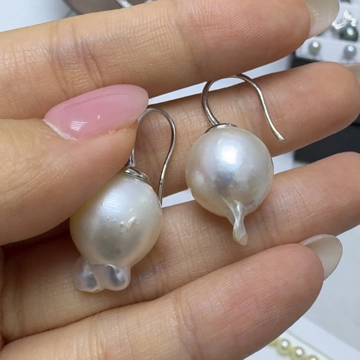 梦***6银S925镶嵌耳饰海水珍珠