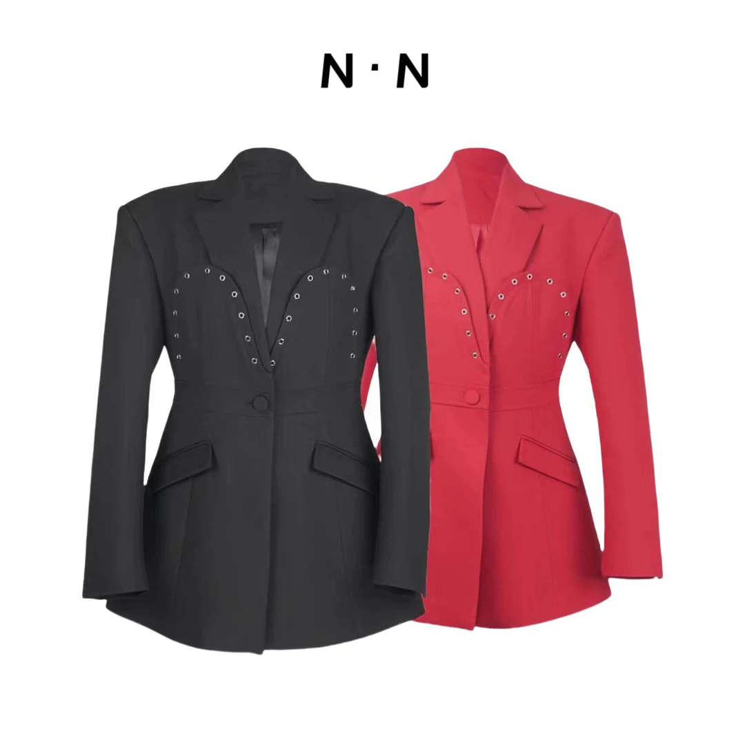 吉美•原创设计师款高级早春新款收腰西服外套