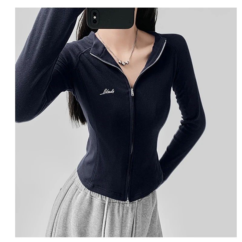 美式辣妹半高领德绒打底衫女修身内搭长袖t恤秋冬保暖上衣