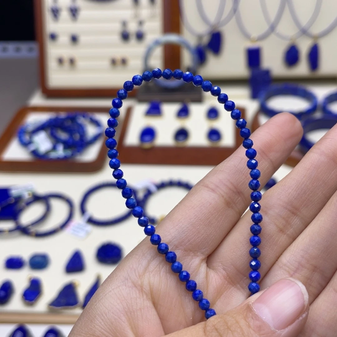 未镶嵌青金石手链3mm刻面出证书