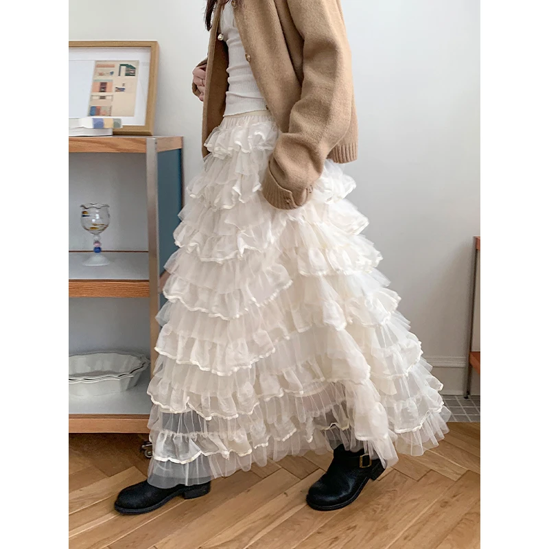Miss sumeyY3712自制芭蕾网纱蓬蓬蛋糕裙法式层次显瘦高腰半身裙
