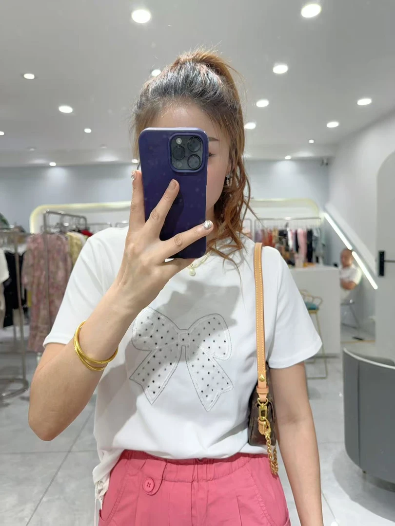 蝴蝶结百搭休闲风女士短袖夏季