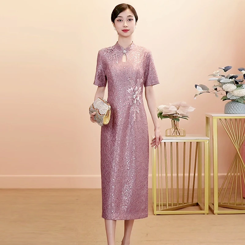 2025新款高端轻奢高级感喜婆婆婚宴装女方妈妈结婚年轻高贵礼服