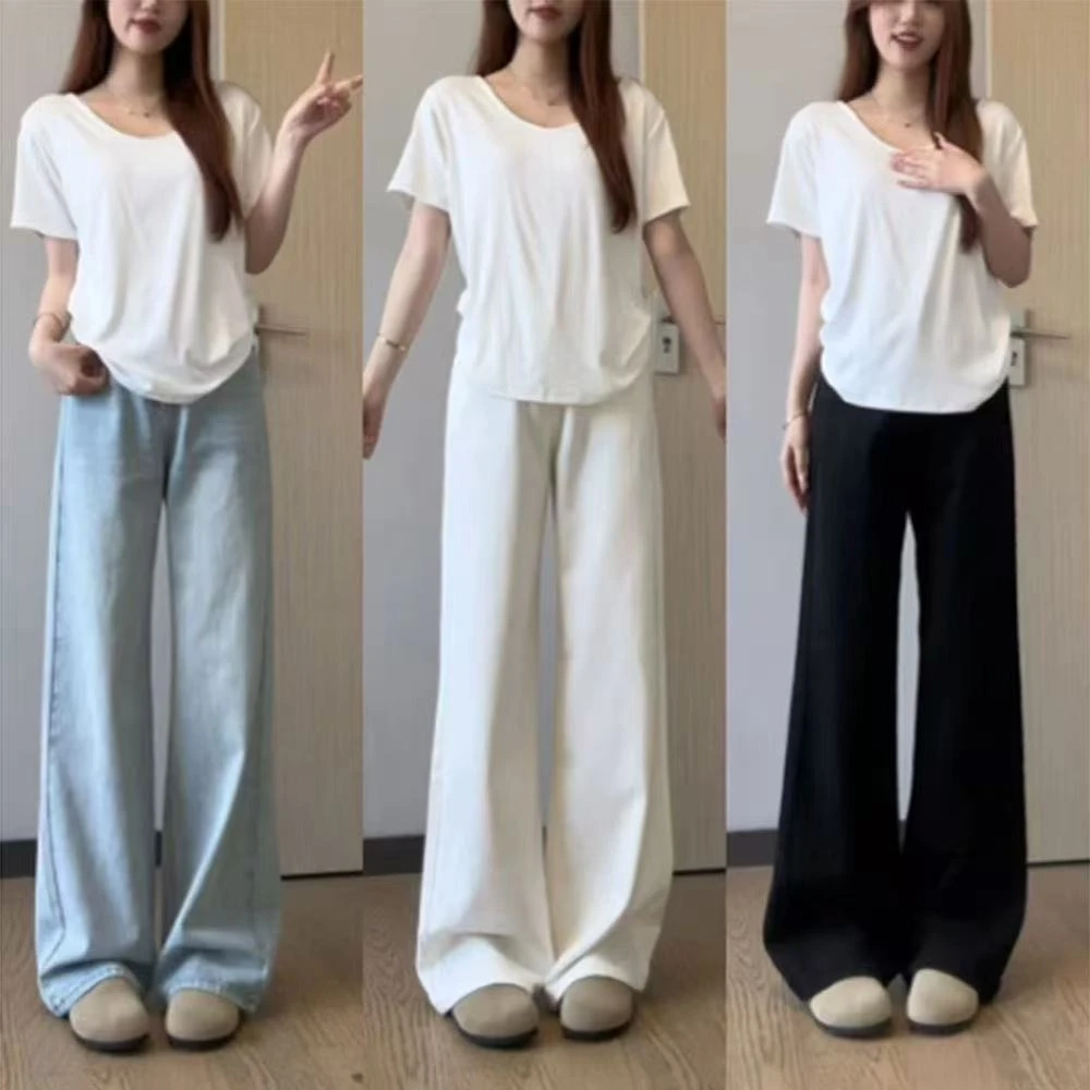 【窄版小阔腿】高腰牛仔裤女百搭宽松显瘦设计感加长拖地裤问道联名
