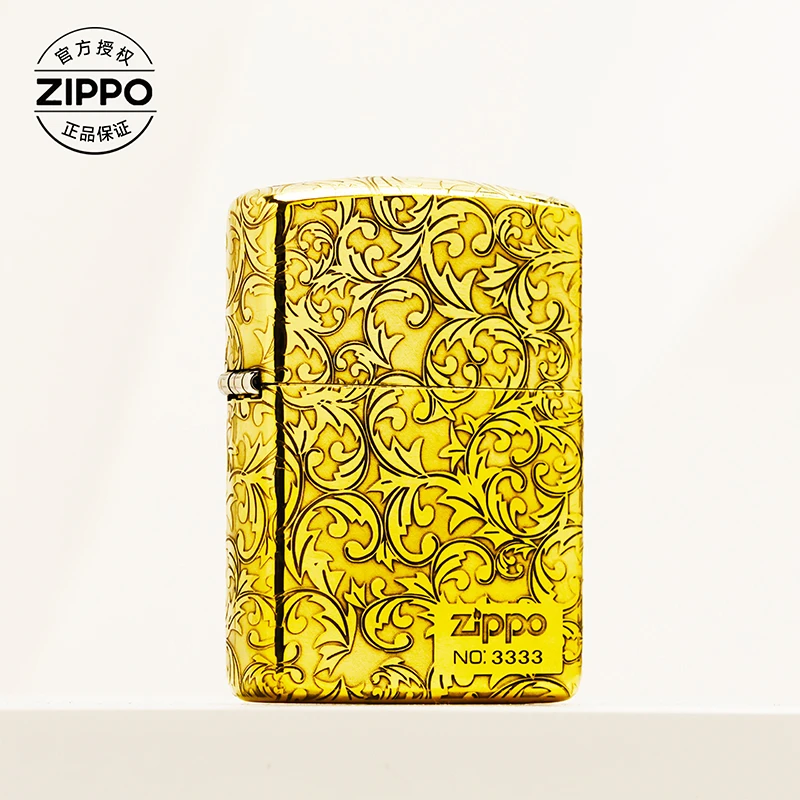 ZIPPO/之宝打火机蚊版黄铜盔甲【唐草花右下标】原装正品打火机-168
