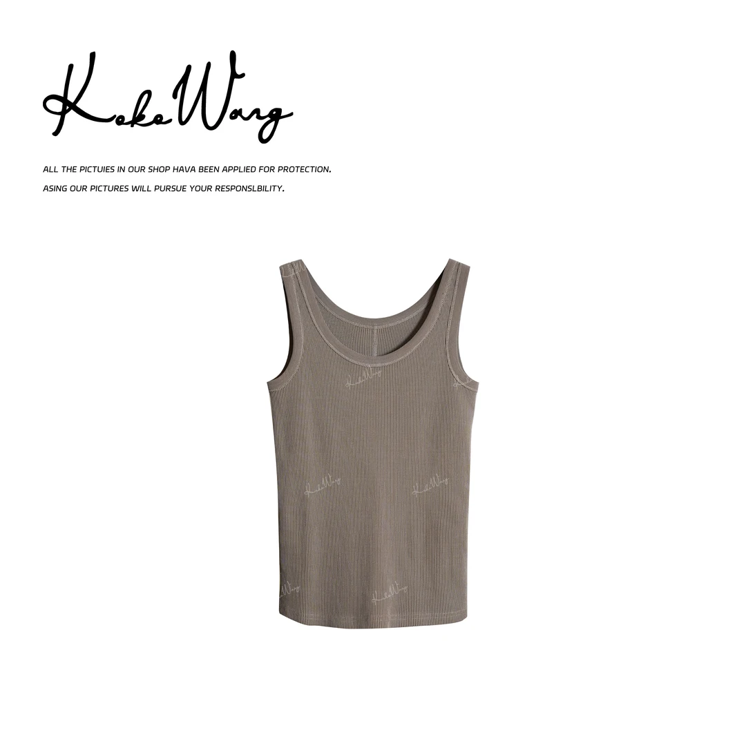 KOKO WANG早秋纯色打底时尚气质通勤百搭脏脏背心X6175F22N41