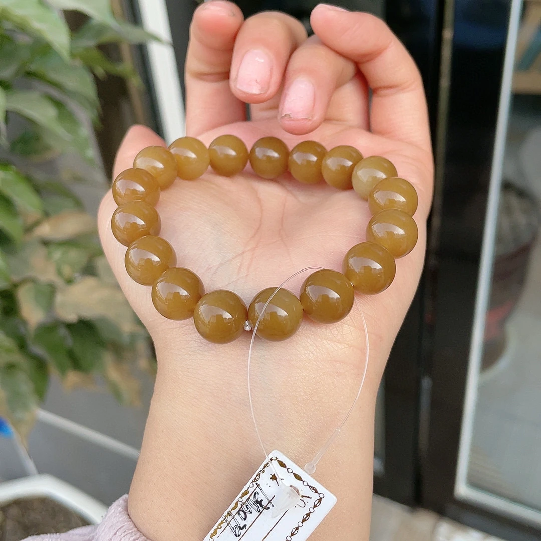 267177玉美人小程新疆和田玉且末老红糖珠圆玉润手串