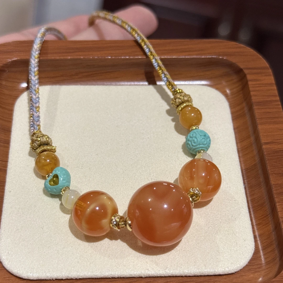 俄料丹麦花蜡锁骨链顶珠17➕大尺寸洋气显白高级498