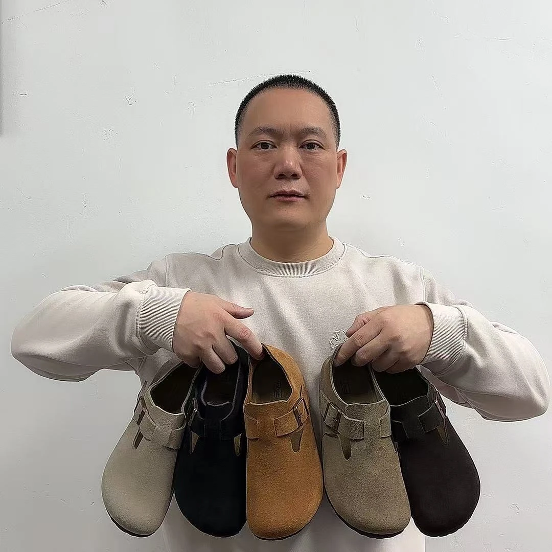 【老周手工女鞋】新款全包复古软木平底轻便勃肯鞋真皮男女款外穿