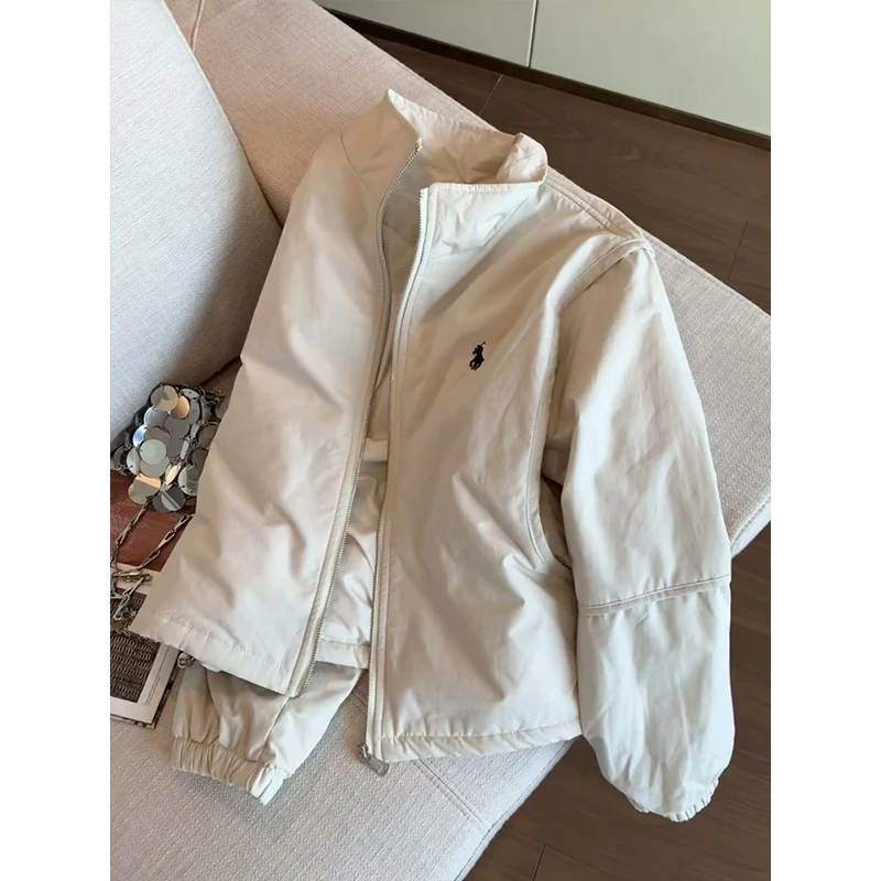 美式潮牌高级感立领拉链夹克棉服女秋冬季休闲轻薄百搭棒球服外套