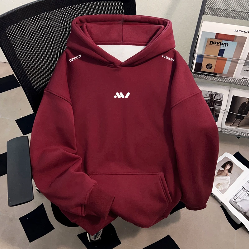 Dekkry潮流个性创意字母印花秋冬套头连帽卫衣男女款加绒加厚外套