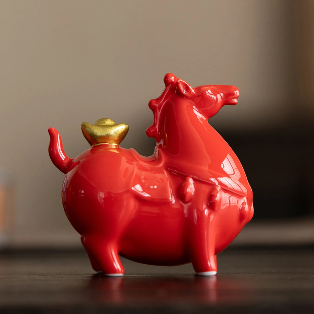 故宫红马上有钱小唐马茶宠摆件精品手工茶道招财桌面摆设家居装饰