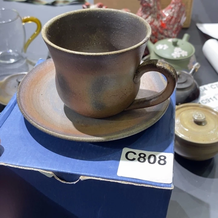 日本备前烧咖啡杯大漏