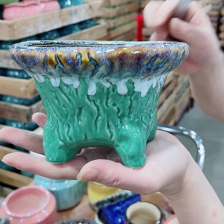 有孔，凑10元包邮陶瓷花盆发货！