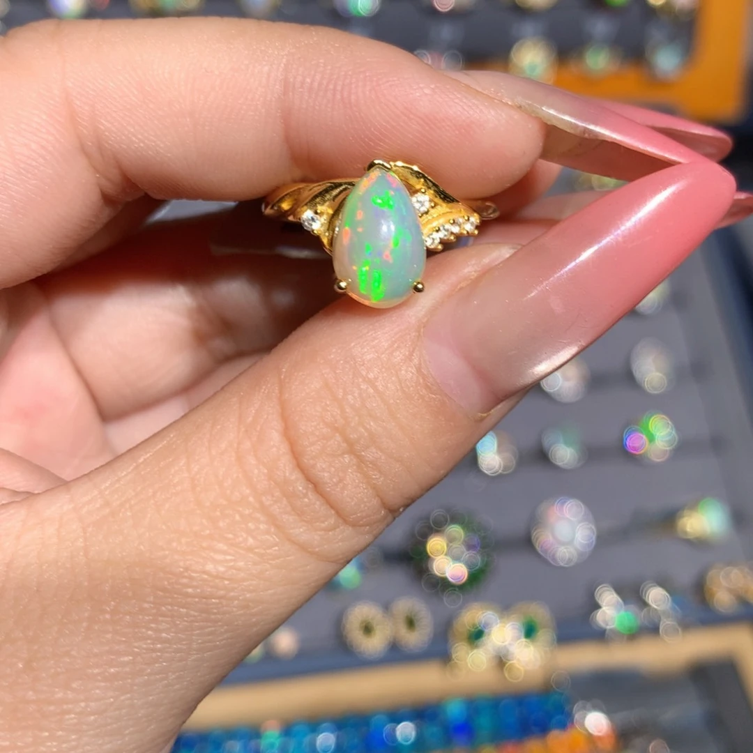 银S925镶嵌欧泊欧泊戒指l