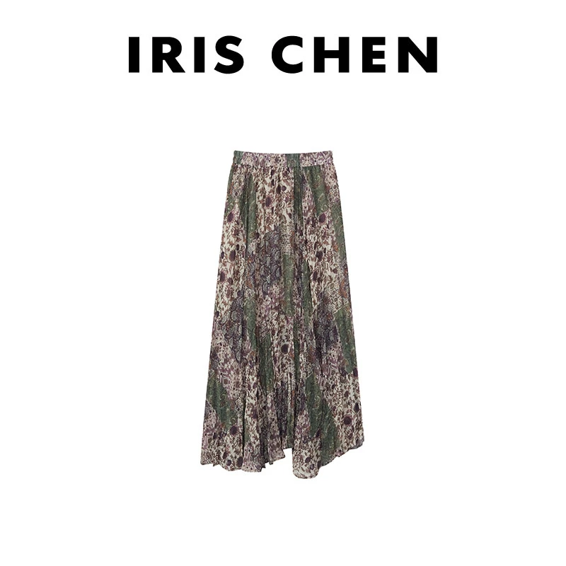 现货IRIS CHEN 绽放 2025春夏碎花百搭休闲波西米亚半身裙25QZ102