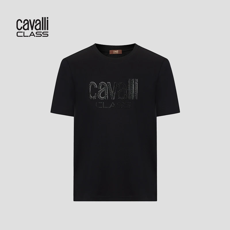 Cavalli Class25夏男士短袖体恤圆领烫钻logo奢华短袖RWC439