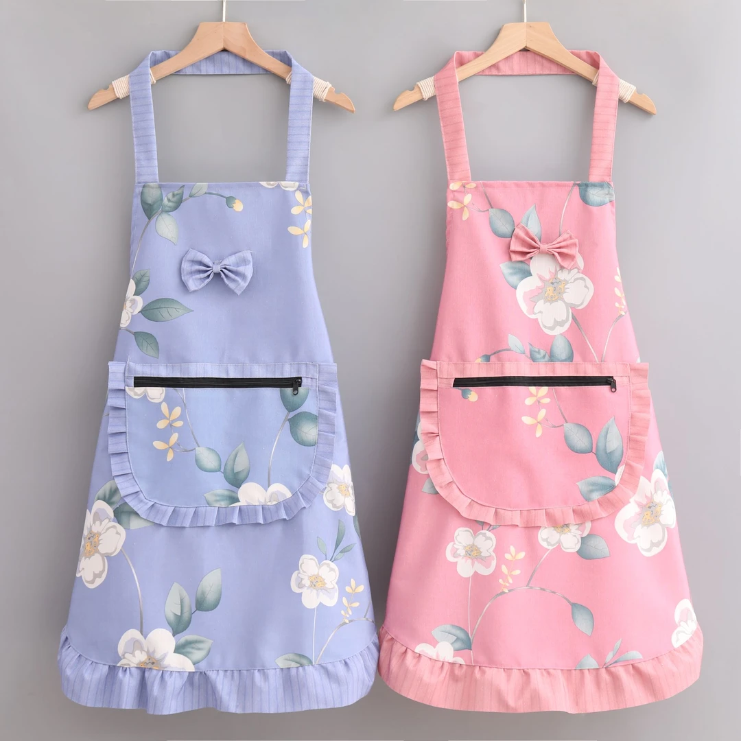 成人围裙罩衣女防油污厨房家用做饭洋气时尚韩版吊带挂脖可放手机