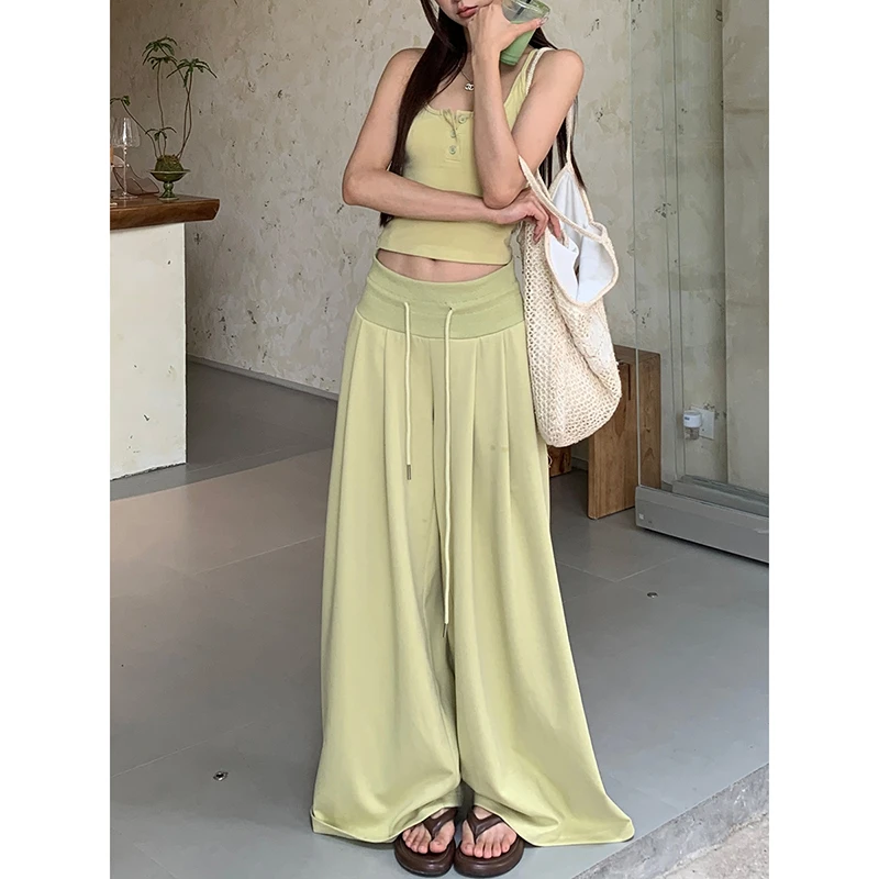 香草味休闲裤】夏季辣妹休闲时尚直筒宽松宽腰带休闲裤252Z2059-X#