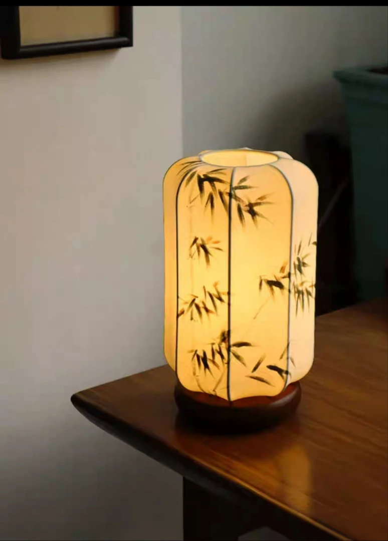 实木新中式复古充电国风台灯简约古典卧室床头客厅书房氛围灯禅意