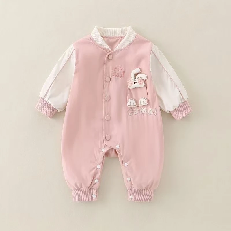 婴幼儿卡通兔子防风连体衣春秋款女宝宝可爱公主风爬爬服