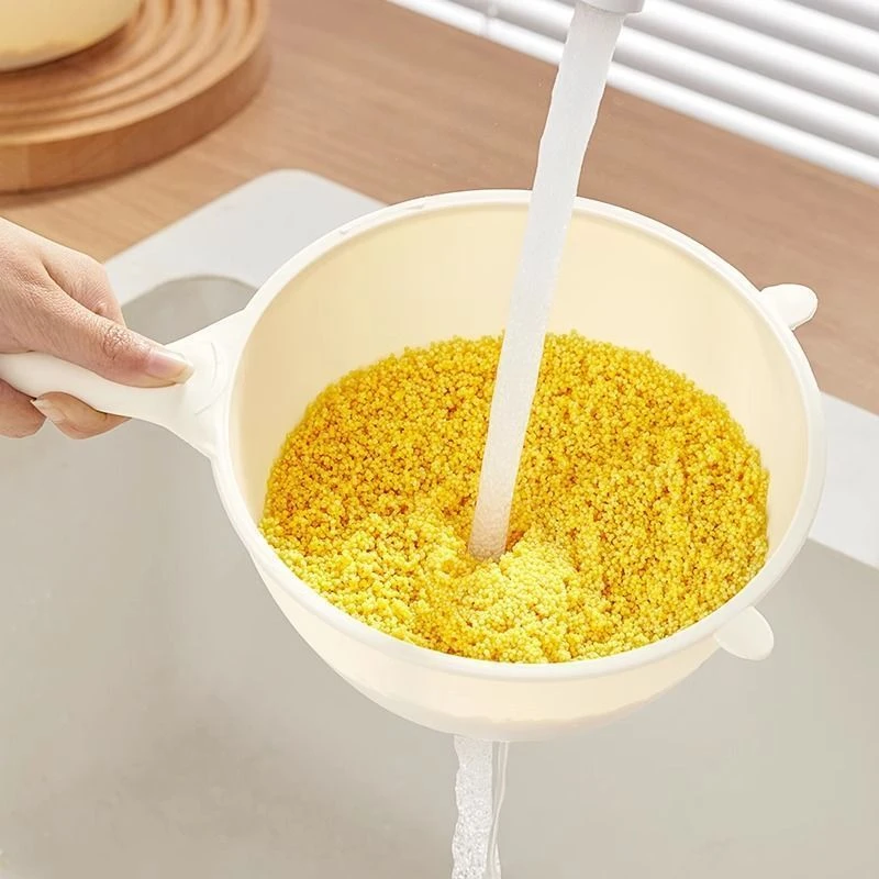 淘小米神器洗米筛淘米盆细孔过滤勺厨房家用洗菜盆沥水果篮子