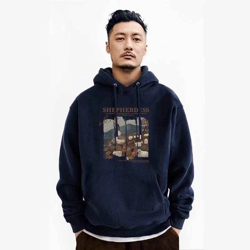 冬季新款男装潮牌上衣宽松加厚男士卫衣美式秋冬重磅男款连帽外套