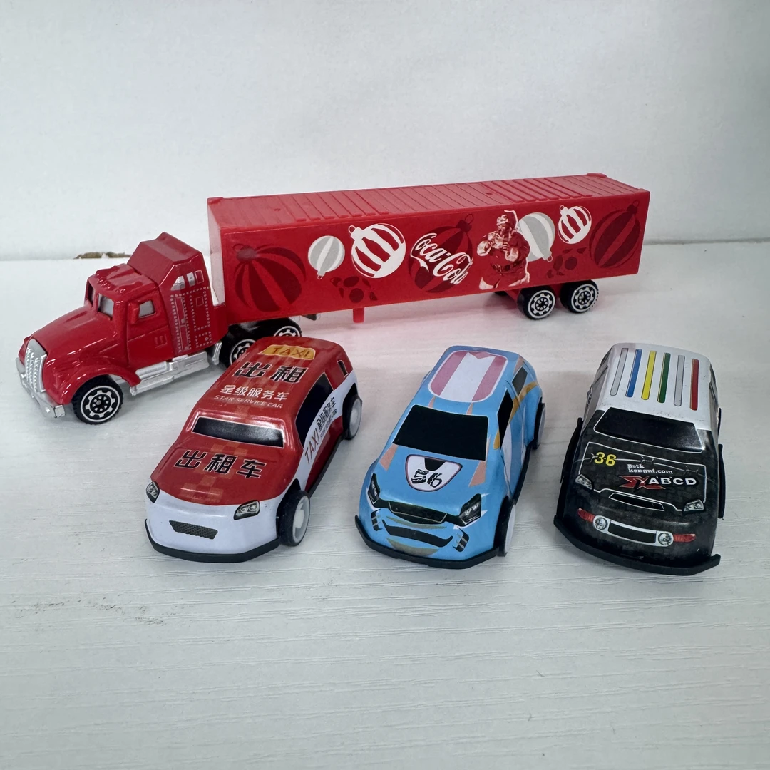 正品授权-可乐车（彩盒装）+3辆小车合金滑行汽车迷你铁皮车玩具