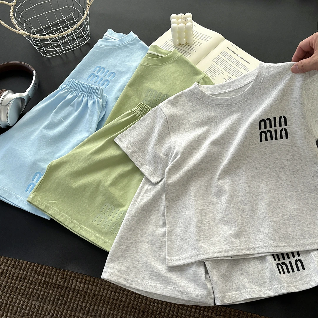 【纯棉】儿童T恤套装夏季男宝女宝短袖短裤亲子装宽松运动韩版薄款