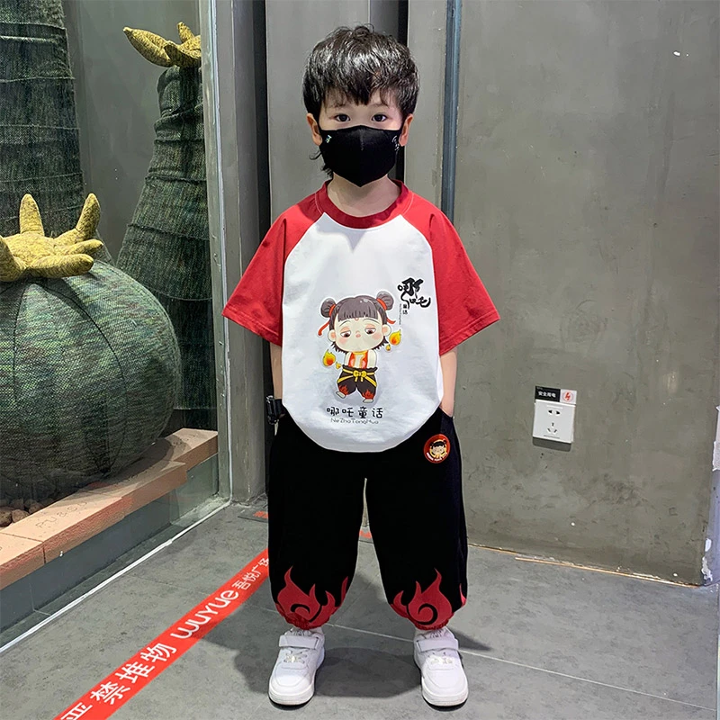 男童夏装套装2025新款装宝宝夏天衣服童装短袖哪吒衣服薄款两件套