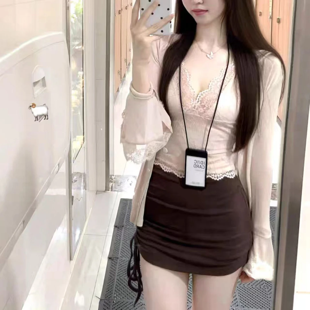 曼曼【纯欲大法】 抽绳弹力褶皱包臀半身裙女短裙