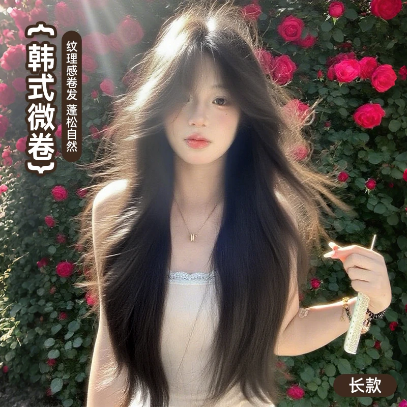 【韩式微卷】束朵假发女层次假发黑茶色长卷发Lolit中分刘海全头套