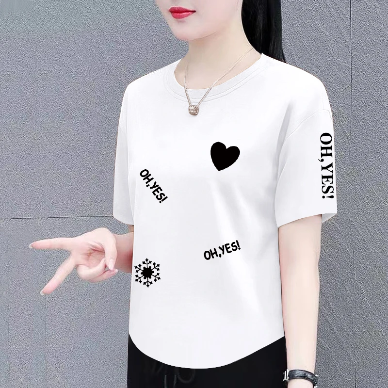 纯棉短袖t恤女夏季新款时尚百搭宽松显瘦大码女装遮肚上衣体恤衫