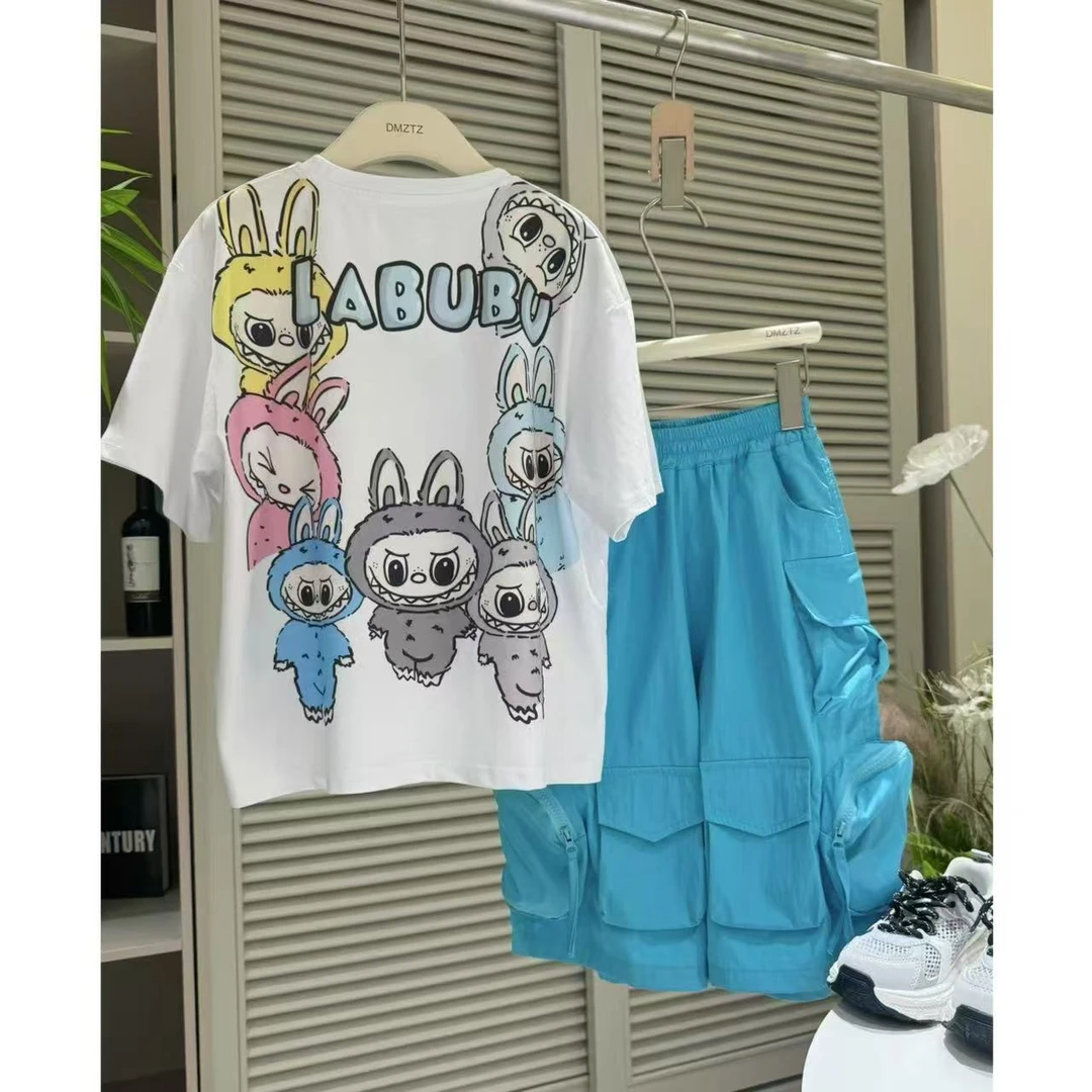 【女儿大爱款】女童夏款Labubu短袖速干短裤套装Z25315