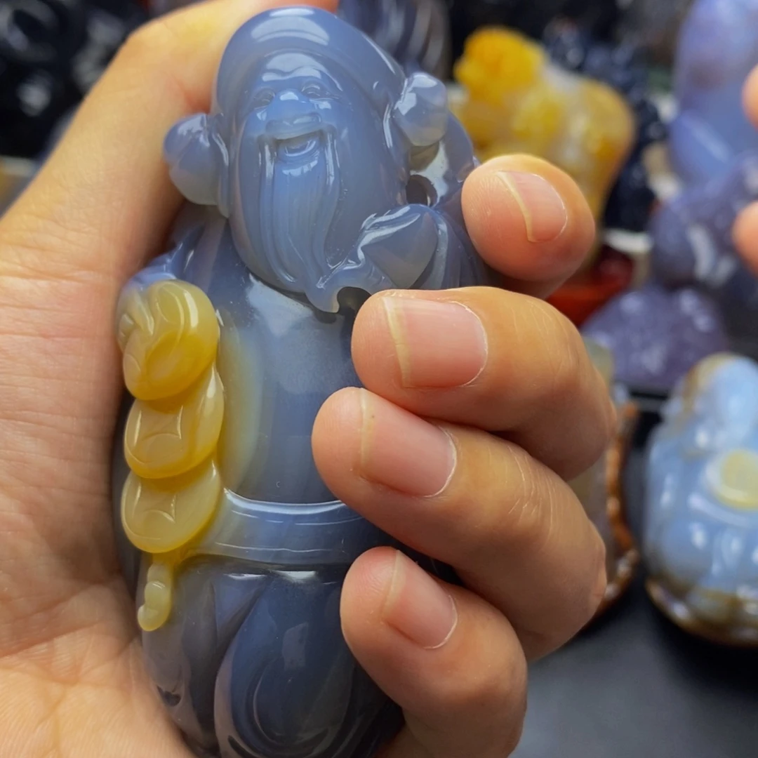 吃***酒玛瑙/玉髓手把件未镶嵌