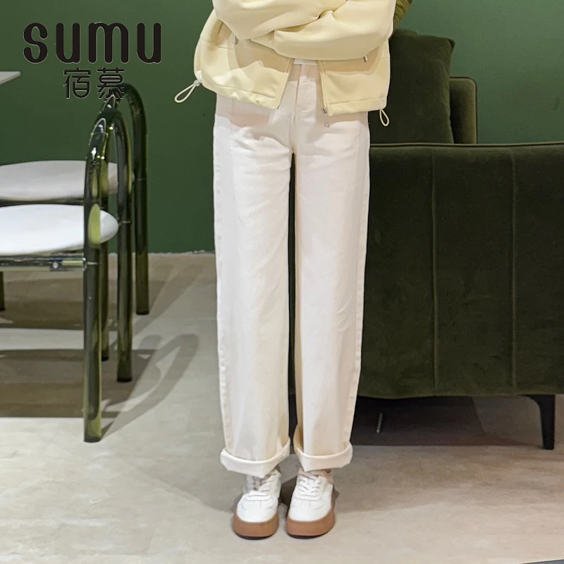 宿慕SUMU女款显瘦百搭休闲裤2-22春季2025新款纯色时尚长裤M000JU