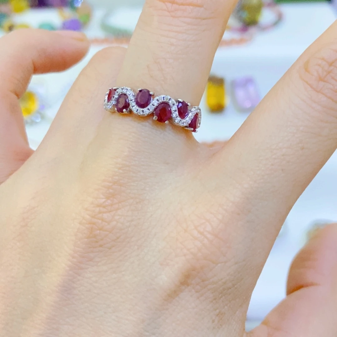 银S925镶嵌戒指红宝石