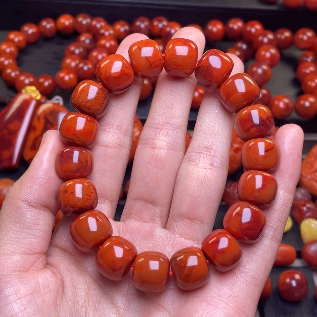 南红玛瑙其它未镶嵌悟*道y13mm瓦西火焰纹老型手串